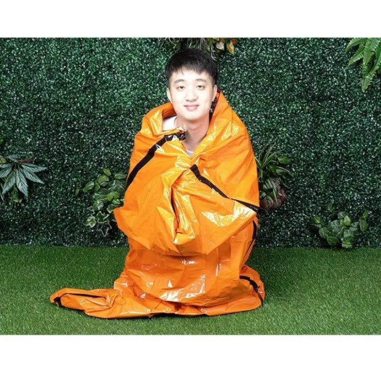 Outdoor Pe Sleeping Bag Disaster Relief & Cold Prevention Heat Insulation & Warmth Emergency Sleeping Bag(Orange)