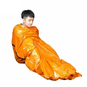 Outdoor Pe Sleeping Bag Disaster Relief & Cold Prevention Heat Insulation & Warmth Emergency Sleeping Bag(Orange)
