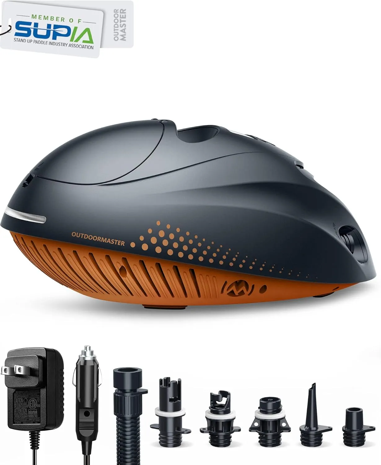 OutdoorMaster 16PSI High Pressure SUP Air Pump with Rechargeable Battery The Whale - Intelligent Dual Stage Inflation & Auto-Off Feature and Deflation Function for Inflatable Stand Up Paddle Boards