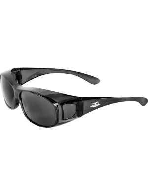 Over-the-Glass Smoke Lens, Crystal Black Frame Safety Glasses - BH233