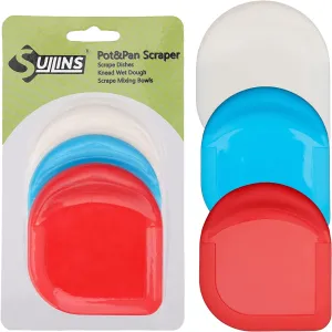 Pan Scraper, Pack Of 3 | Pan Scraper Tool | Pot Scraper | Dish Scraper | Dish Scraper Tool | Unique Silicone Grip Design - No Slipping Unlike Other Scrapers