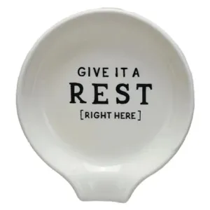 "Give It A Rest" Stoneware Spoon Resting Plate