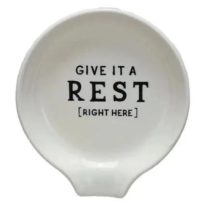 "Give It A Rest" Stoneware Spoon Resting Plate
