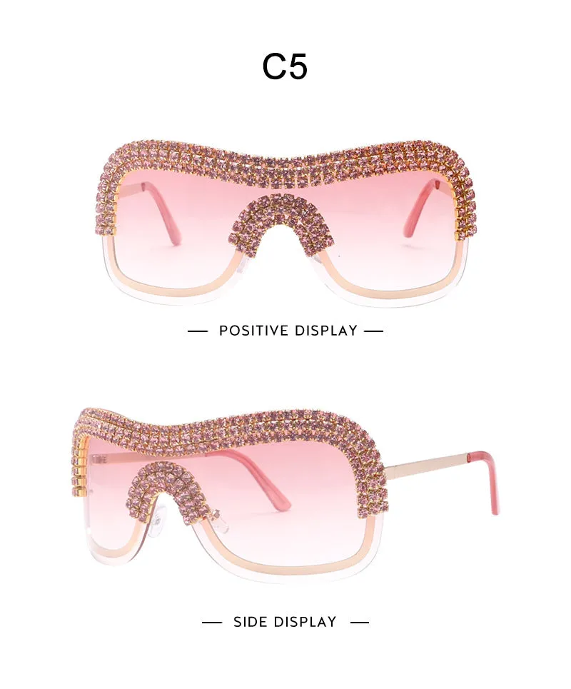"Lipstick" Rhinestone Goggle Fashion Sunglasses