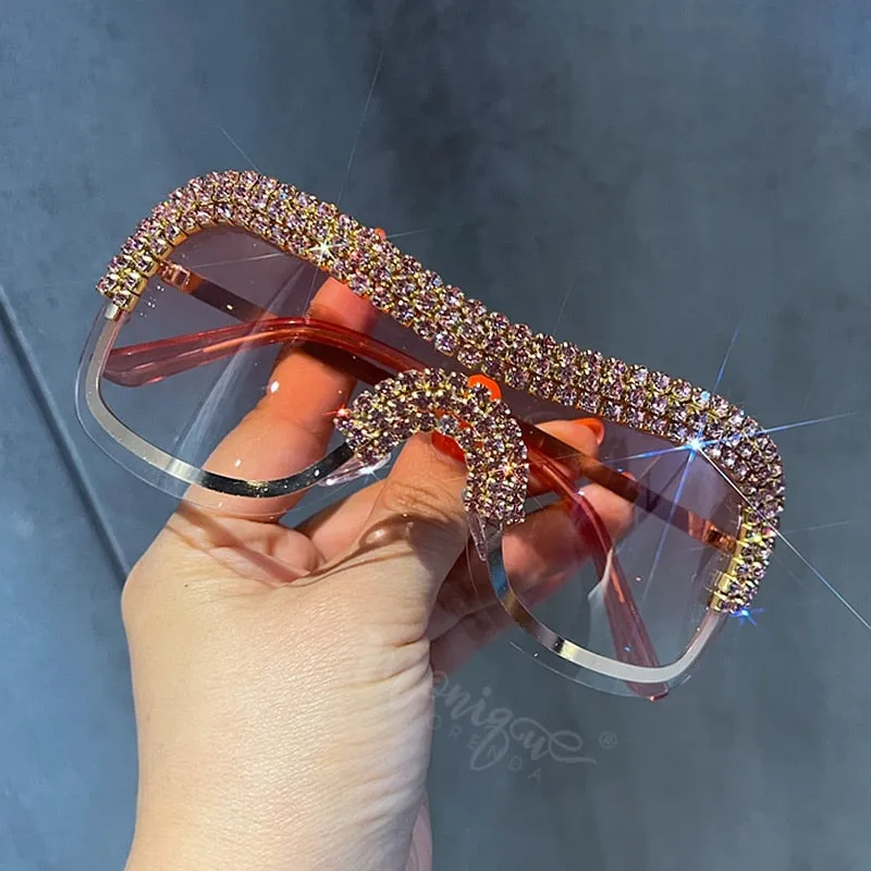 "Lipstick" Rhinestone Goggle Fashion Sunglasses