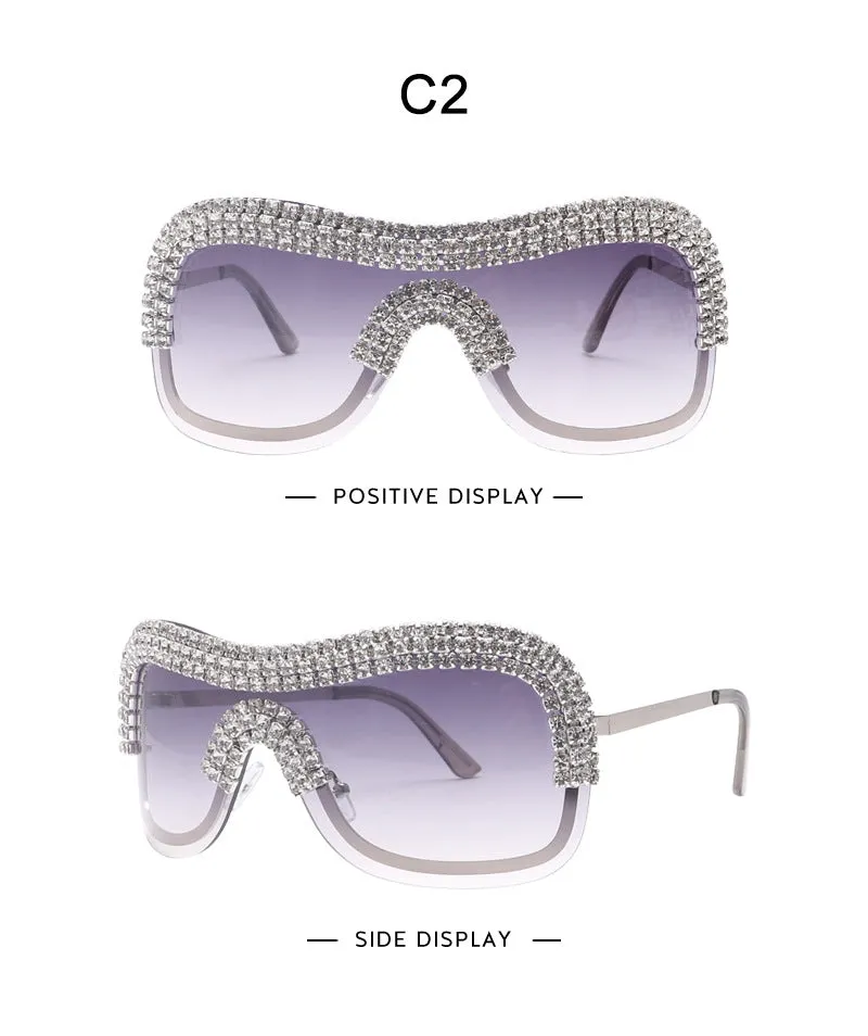 "Lipstick" Rhinestone Goggle Fashion Sunglasses