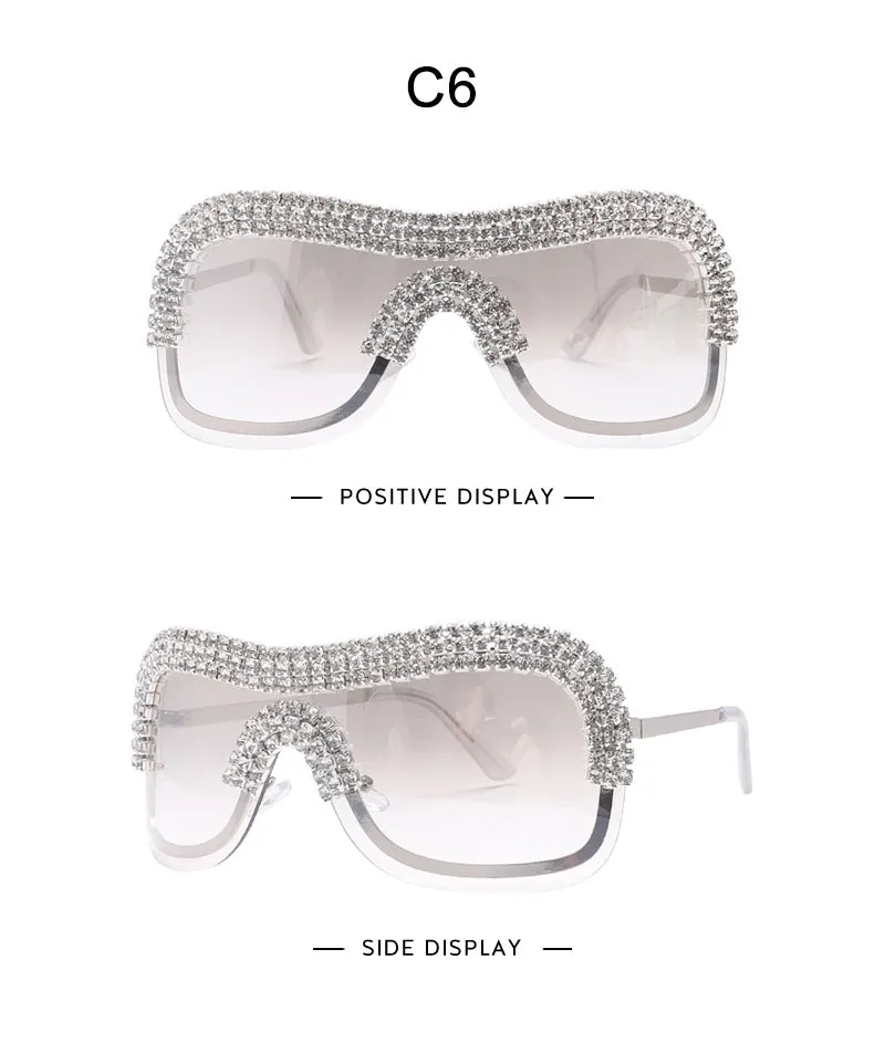 "Lipstick" Rhinestone Goggle Fashion Sunglasses