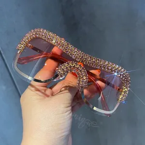"Lipstick" Rhinestone Goggle Fashion Sunglasses