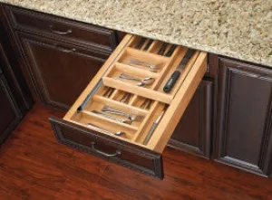 Rev-A-Shelf Wood Tiered D BL Cutlery Org W/SC  15" FL - H Slide 4WTCD-343HFLSC-1