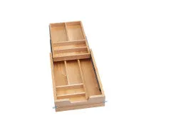 Rev-A-Shelf Wood Tiered D BL Cutlery Org W/SC  15" FL - H Slide 4WTCD-343HFLSC-1