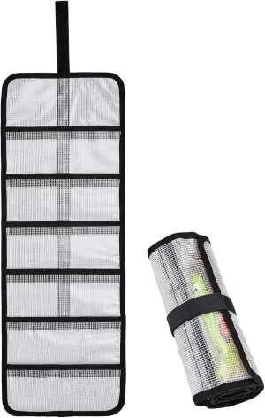 Roll Up Fishing Lure Wraps Set-Durable Lure Bag 6 Pocket PVC Protective Cover Saltwater Hook Covers Fabric Lure Protector Trolling Lure Tackle Box