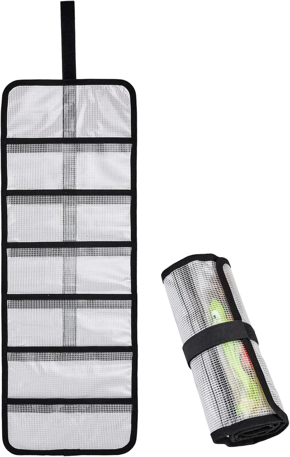 Roll Up Fishing Lure Wraps Set-Durable Lure Bag 6 Pocket PVC Protective Cover Saltwater Hook Covers Fabric Lure Protector Trolling Lure Tackle Box