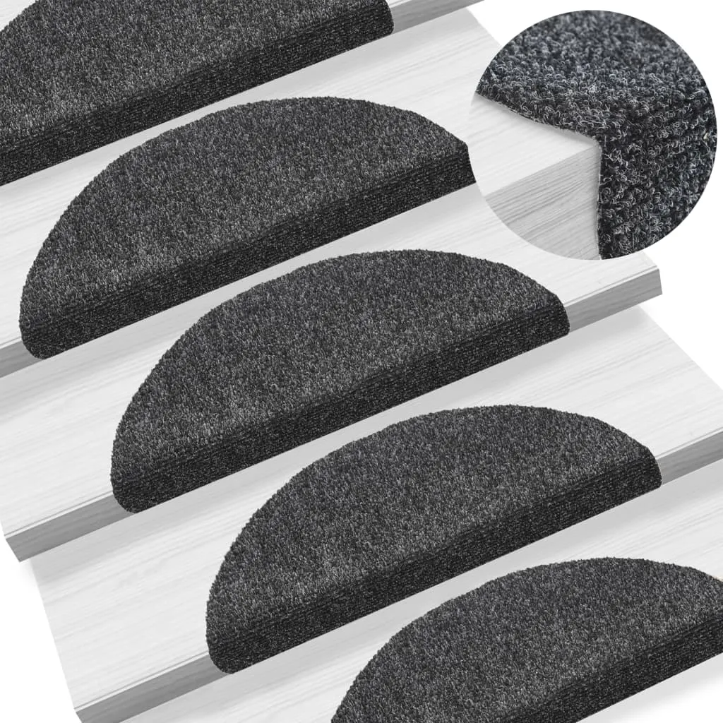Self-adhesive Stair Mats 10 pcs Dark Grey 56x17x3 cm Needle Punch