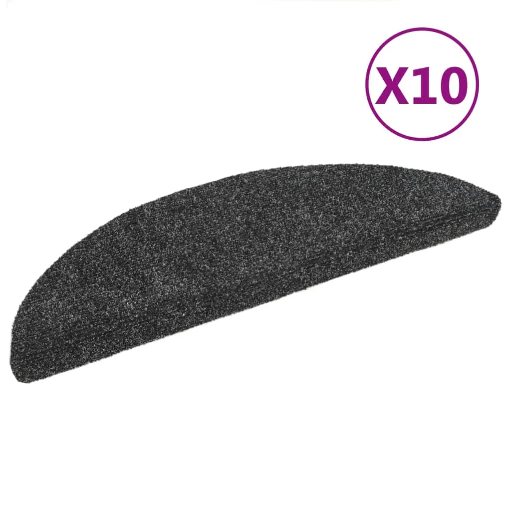 Self-adhesive Stair Mats 10 pcs Dark Grey 56x17x3 cm Needle Punch