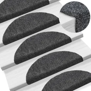 Self-adhesive Stair Mats 10 pcs Dark Grey 56x17x3 cm Needle Punch