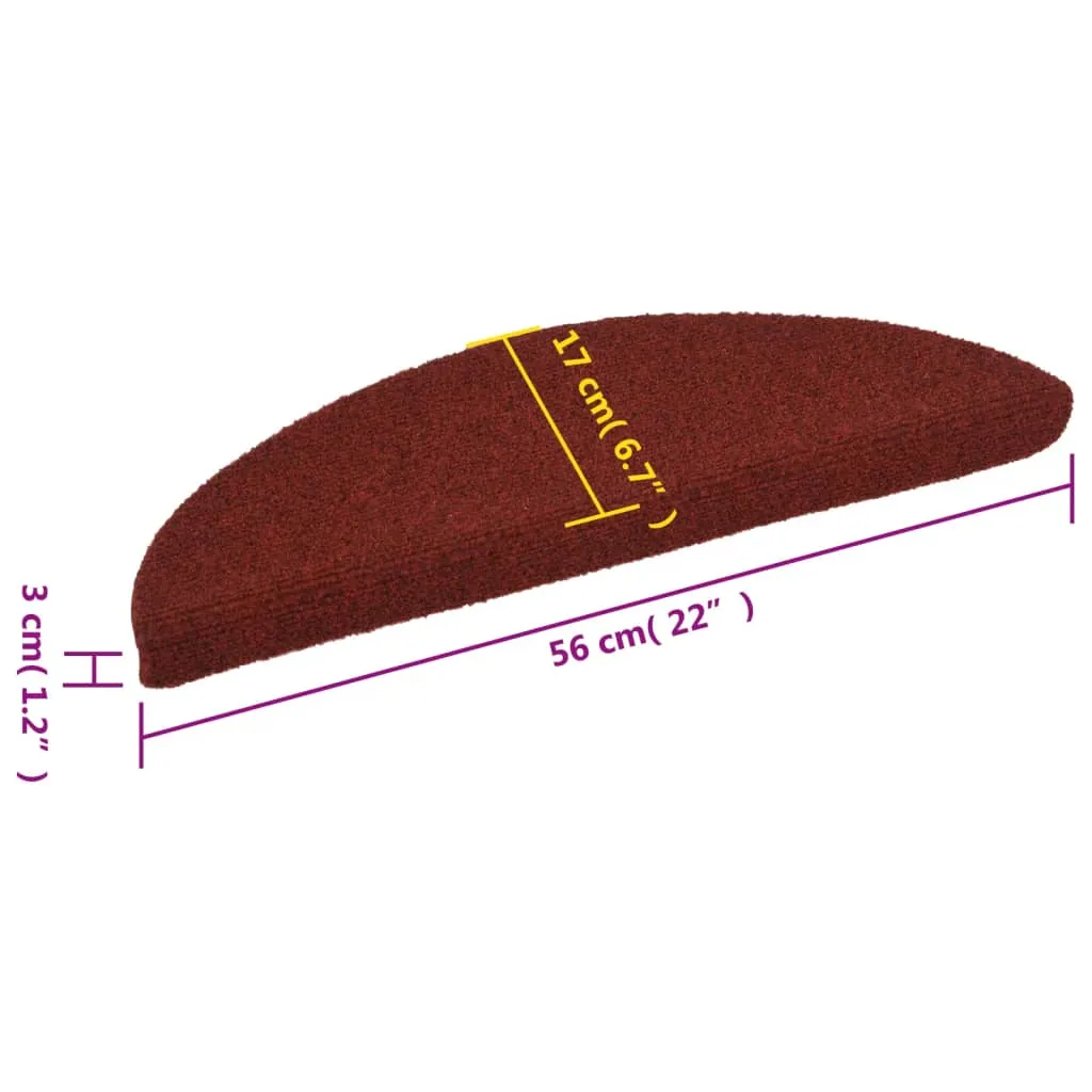 Self-adhesive Stair Mats 10 pcs Red 56x17x3 cm Needle Punch