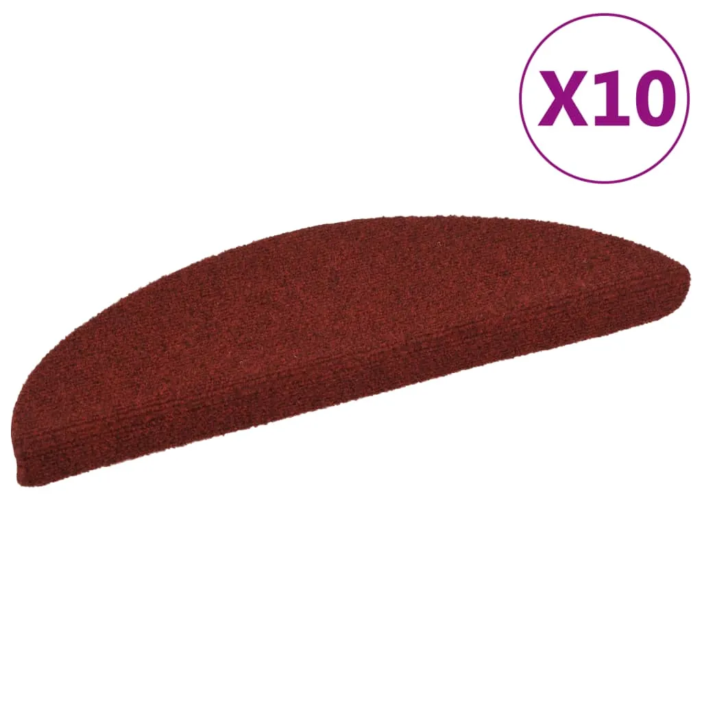 Self-adhesive Stair Mats 10 pcs Red 56x17x3 cm Needle Punch
