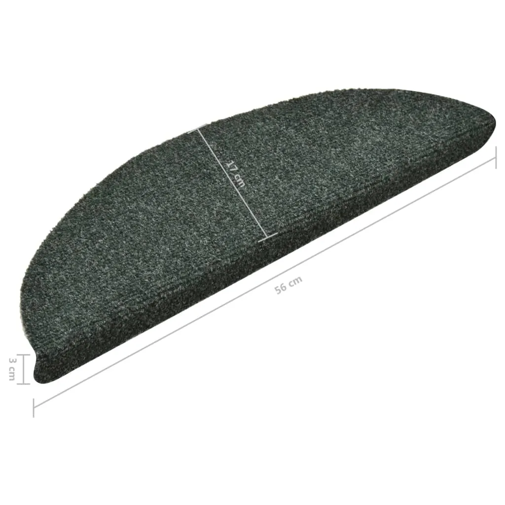 Self-adhesive Stair Mats 15 pcs Green 56x17x3 cm Needle Punch