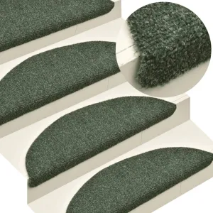 Self-adhesive Stair Mats 5 pcs Green 65x21x4 cm Needle Punch