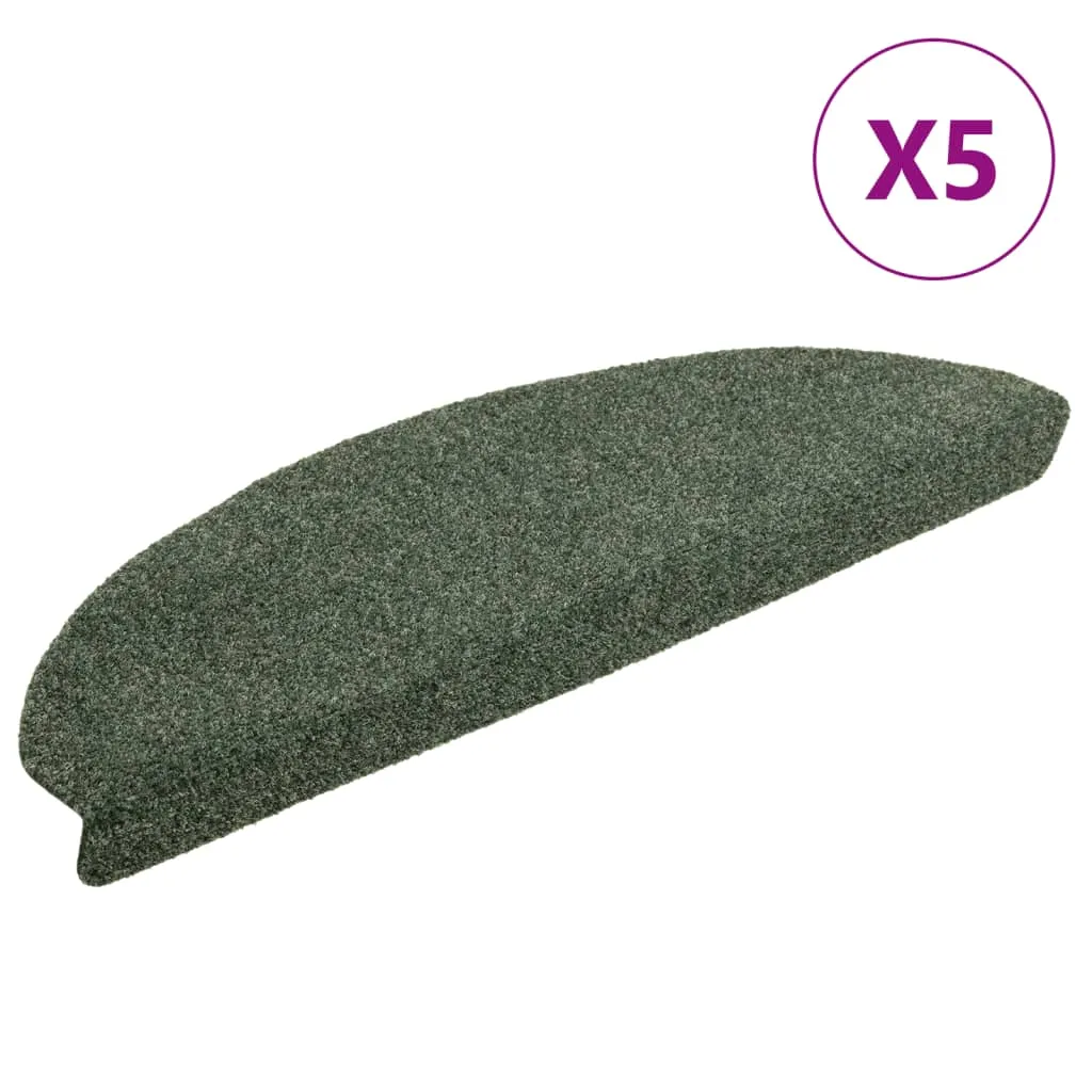 Self-adhesive Stair Mats 5 pcs Green 65x21x4 cm Needle Punch