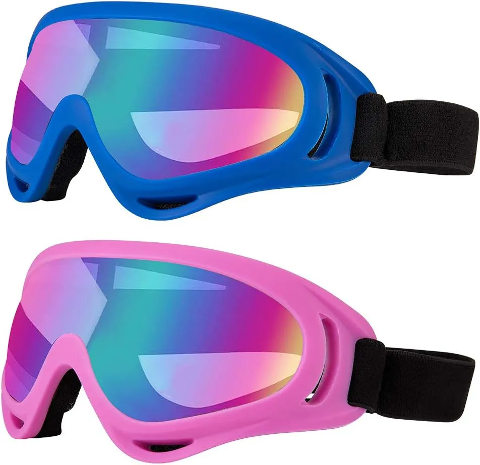 Ski Goggles Pack of 2 - Snowboard Motorcycle Goggles Glasses for Boys Girls Youth Men Women