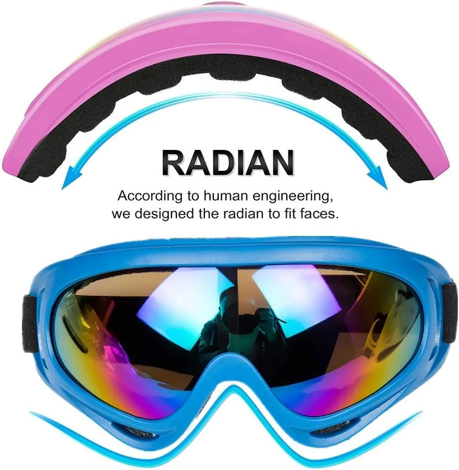 Ski Goggles Pack of 2 - Snowboard Motorcycle Goggles Glasses for Boys Girls Youth Men Women