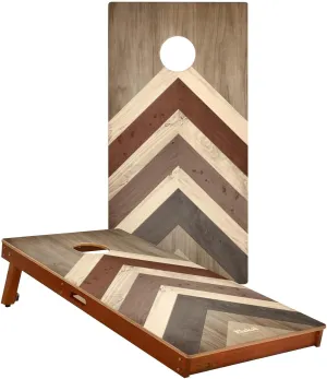 Skip's Garage Terra Chevron Waterproof Cornhole Boards - Regulation Size Solid Wood All-Weather Cornhole Game - Official ACA Tournament Set