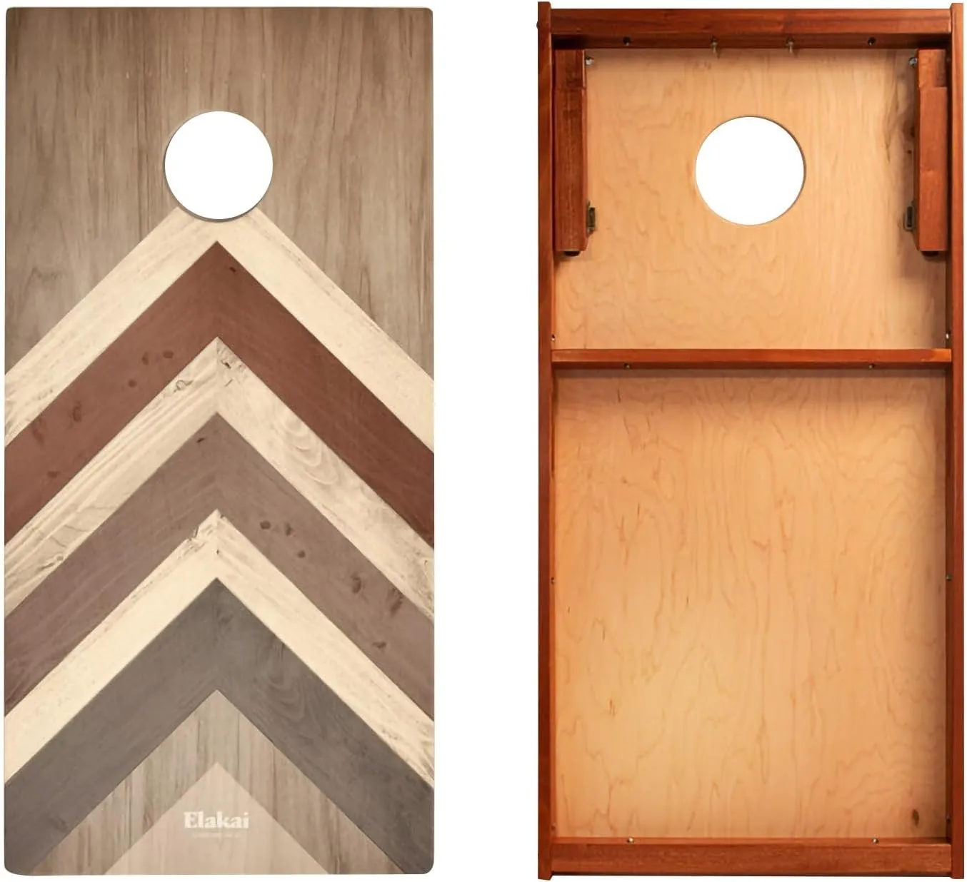 Skip's Garage Terra Chevron Waterproof Cornhole Boards - Regulation Size Solid Wood All-Weather Cornhole Game - Official ACA Tournament Set