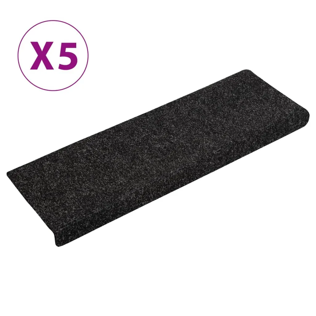 Stair Mats 5 pcs Black 65x21x4 cm Needle Punch