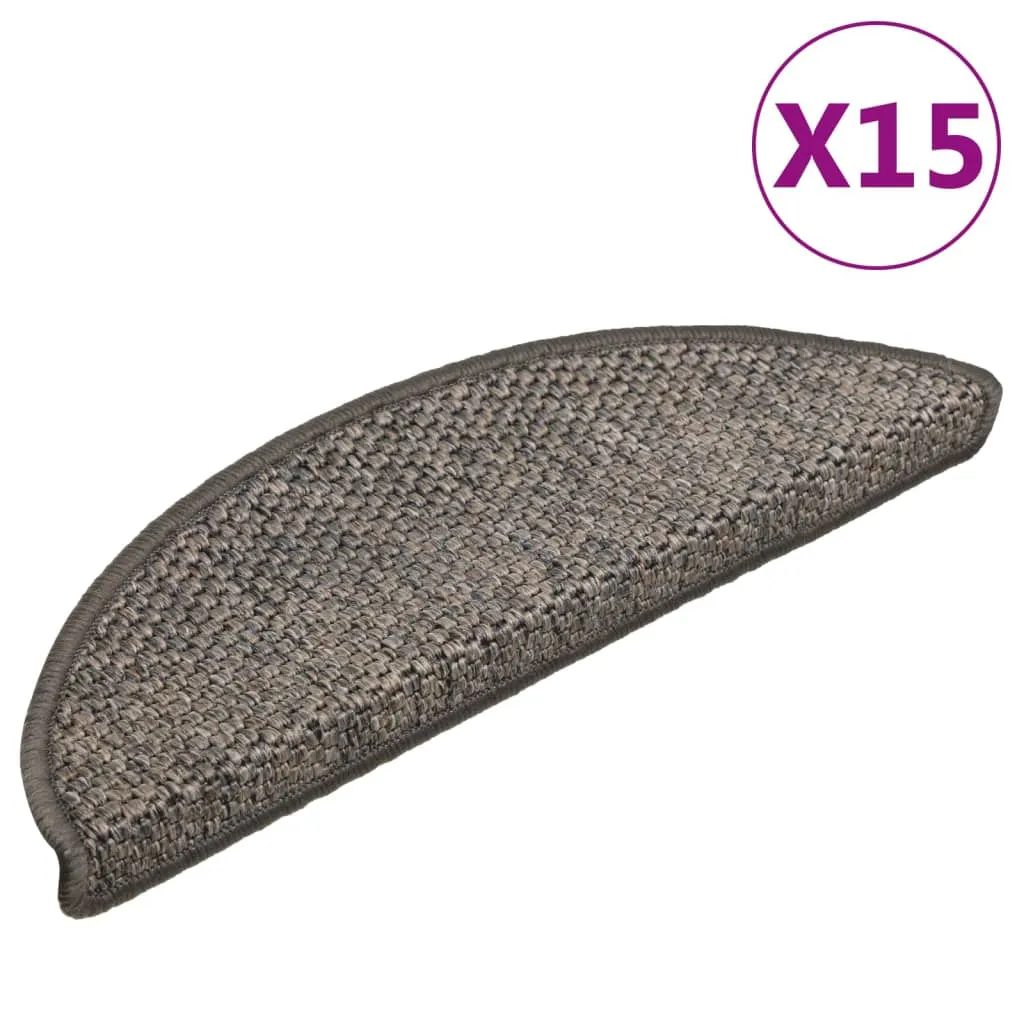 Stair Mats Self-adhesive Sisal-Look 15 pcs 56x17x3 cm Brown Beige