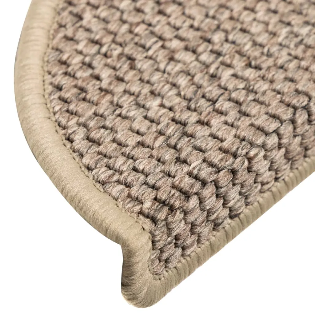 Stair Mats Self-adhesive Sisal-Look 15 pcs 56x17x3 cm Dark Beige