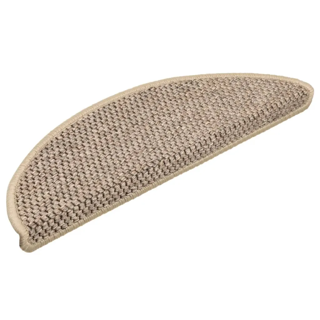 Stair Mats Self-adhesive Sisal-Look 15 pcs 56x17x3 cm Dark Beige