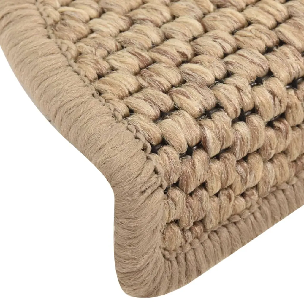 Stair Mats Self-adhesive Sisal-Look 15 pcs 56x17x3 cm Sand