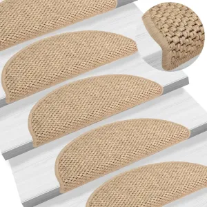 Stair Mats Self-adhesive Sisal-Look 15 pcs 56x17x3 cm Sand