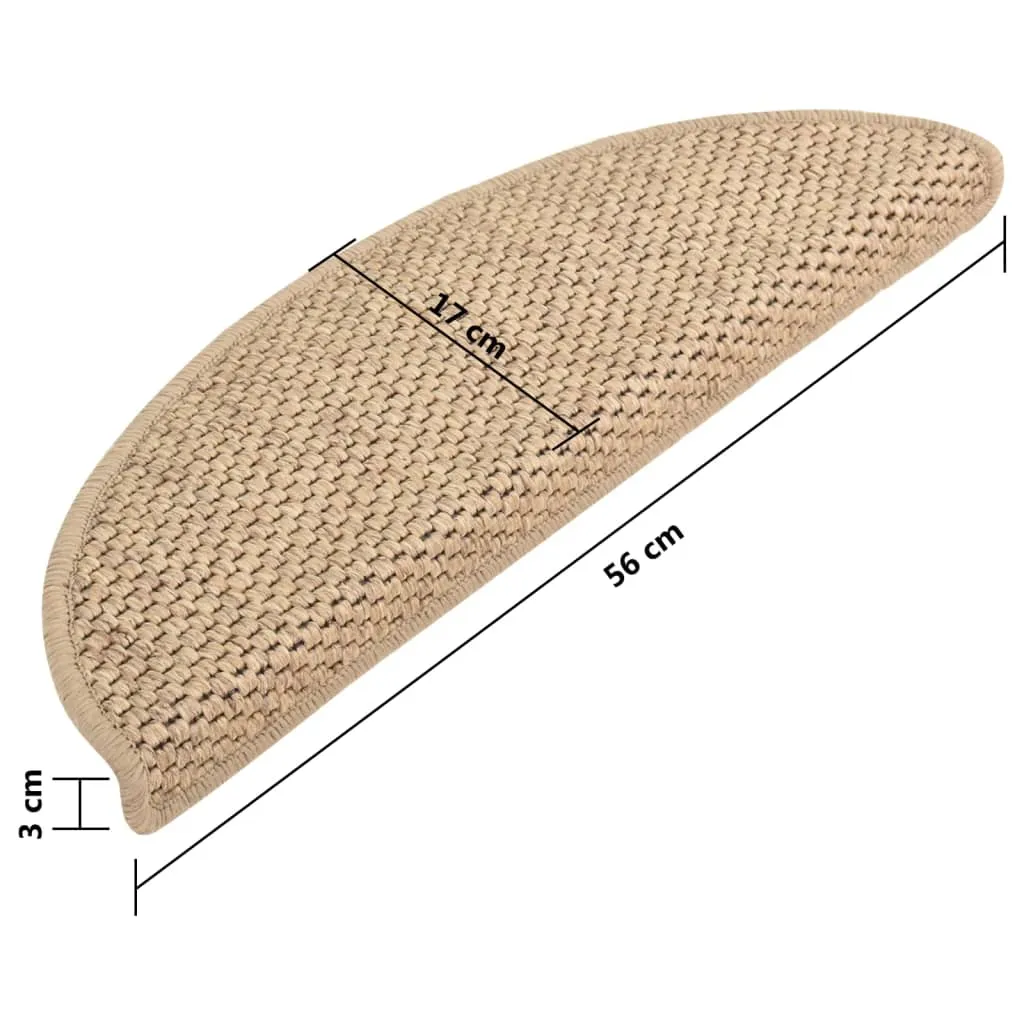 Stair Mats Self-adhesive Sisal-Look 15 pcs 56x17x3 cm Sand