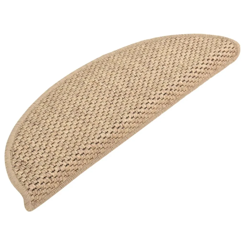 Stair Mats Self-adhesive Sisal-Look 15 pcs 56x17x3 cm Sand