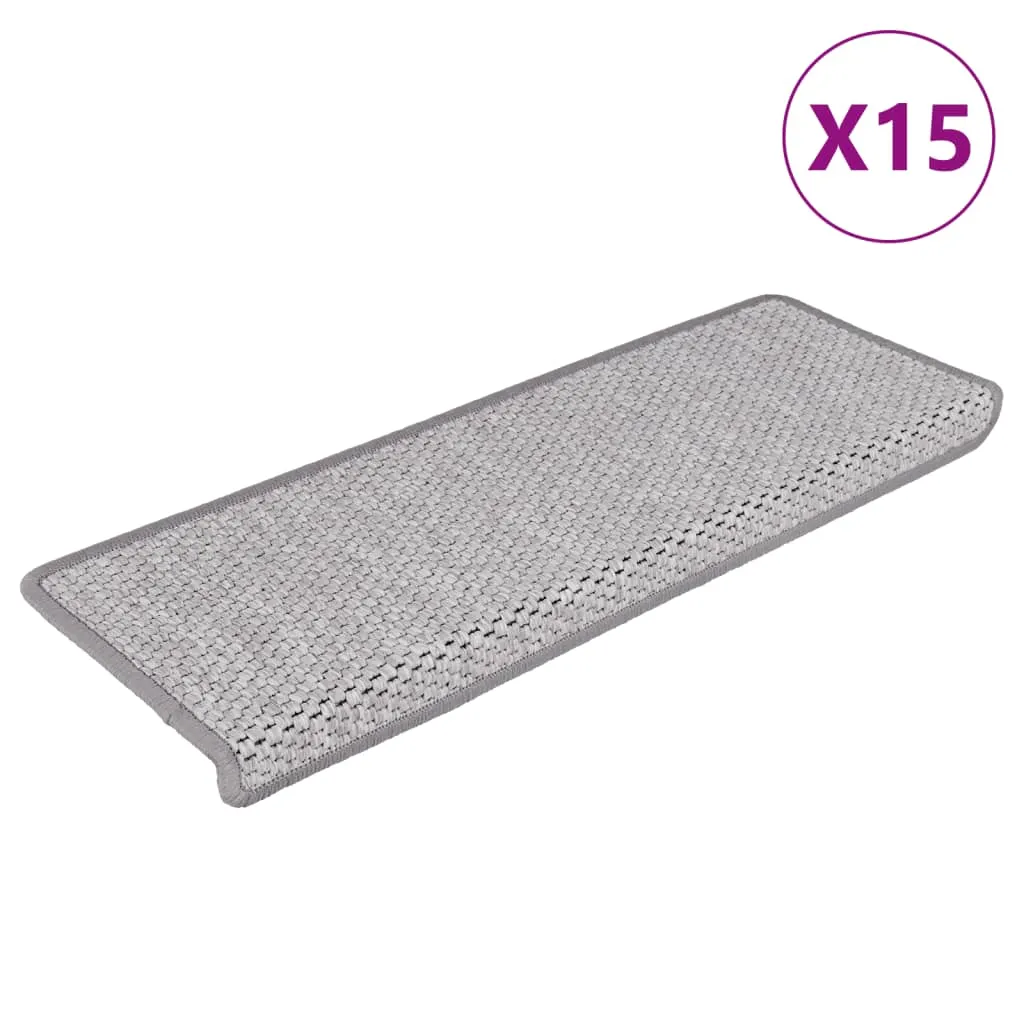 Stair Mats Self-adhesive Sisal-Look 15 pcs 65x21x4 cm Beige