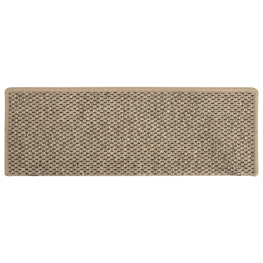 Stair Mats Self-adhesive Sisal-Look 15 pcs 65x21x4 cm Dark Beige
