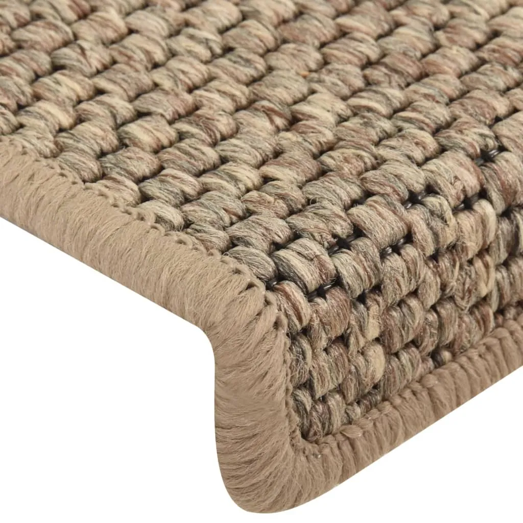 Stair Mats Self-adhesive Sisal-Look 15 pcs 65x21x4 cm Dark Beige