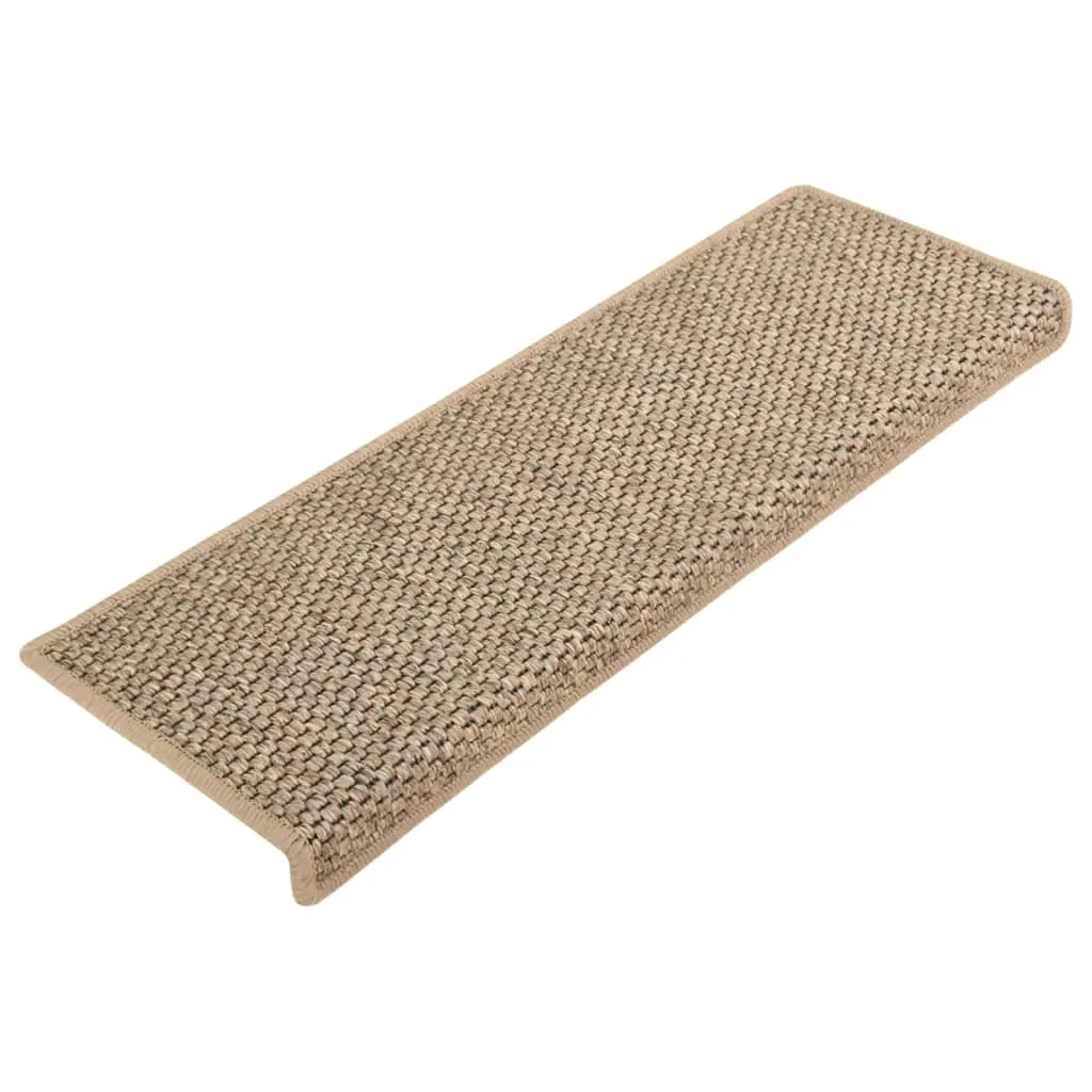 Stair Mats Self-adhesive Sisal-Look 15 pcs 65x21x4 cm Dark Beige
