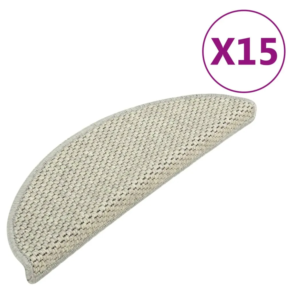 Stair Mats Self-adhesive Sisal-Look 15 pcs 65x21x4 cm Grey