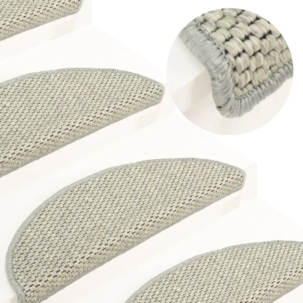 Stair Mats Self-adhesive Sisal-Look 15 pcs 65x21x4 cm Grey