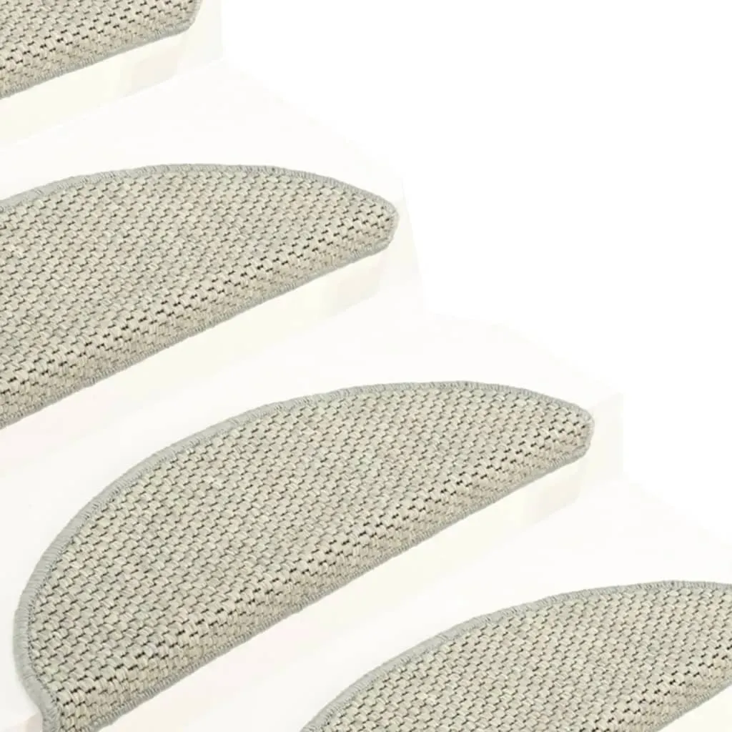 Stair Mats Self-adhesive Sisal-Look 15 pcs 65x21x4 cm Grey