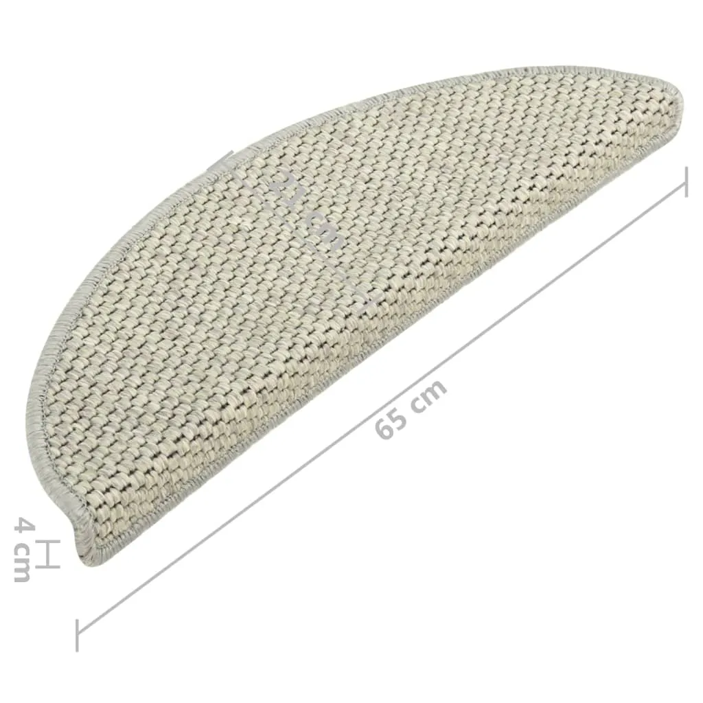 Stair Mats Self-adhesive Sisal-Look 15 pcs 65x21x4 cm Grey