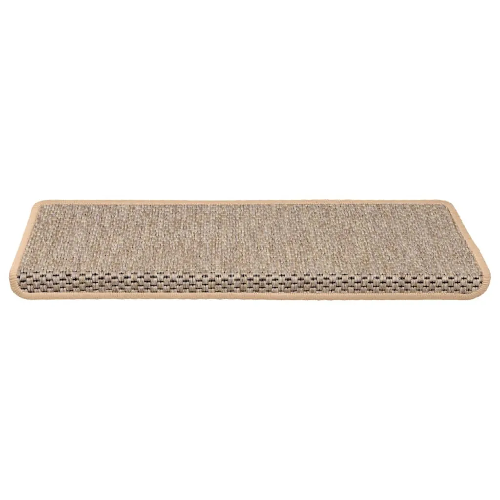 Stair Mats Self-adhesive Sisal-Look 15 pcs 65x21x4 cm Light Beige