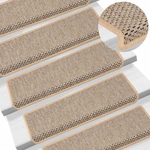 Stair Mats Self-adhesive Sisal-Look 15 pcs 65x21x4 cm Light Beige