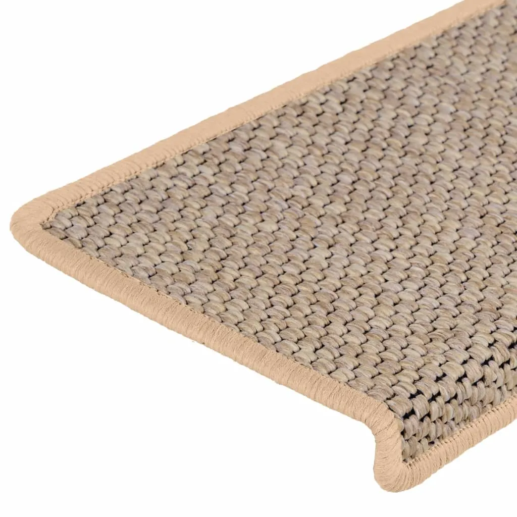 Stair Mats Self-adhesive Sisal-Look 15 pcs 65x21x4 cm Light Beige