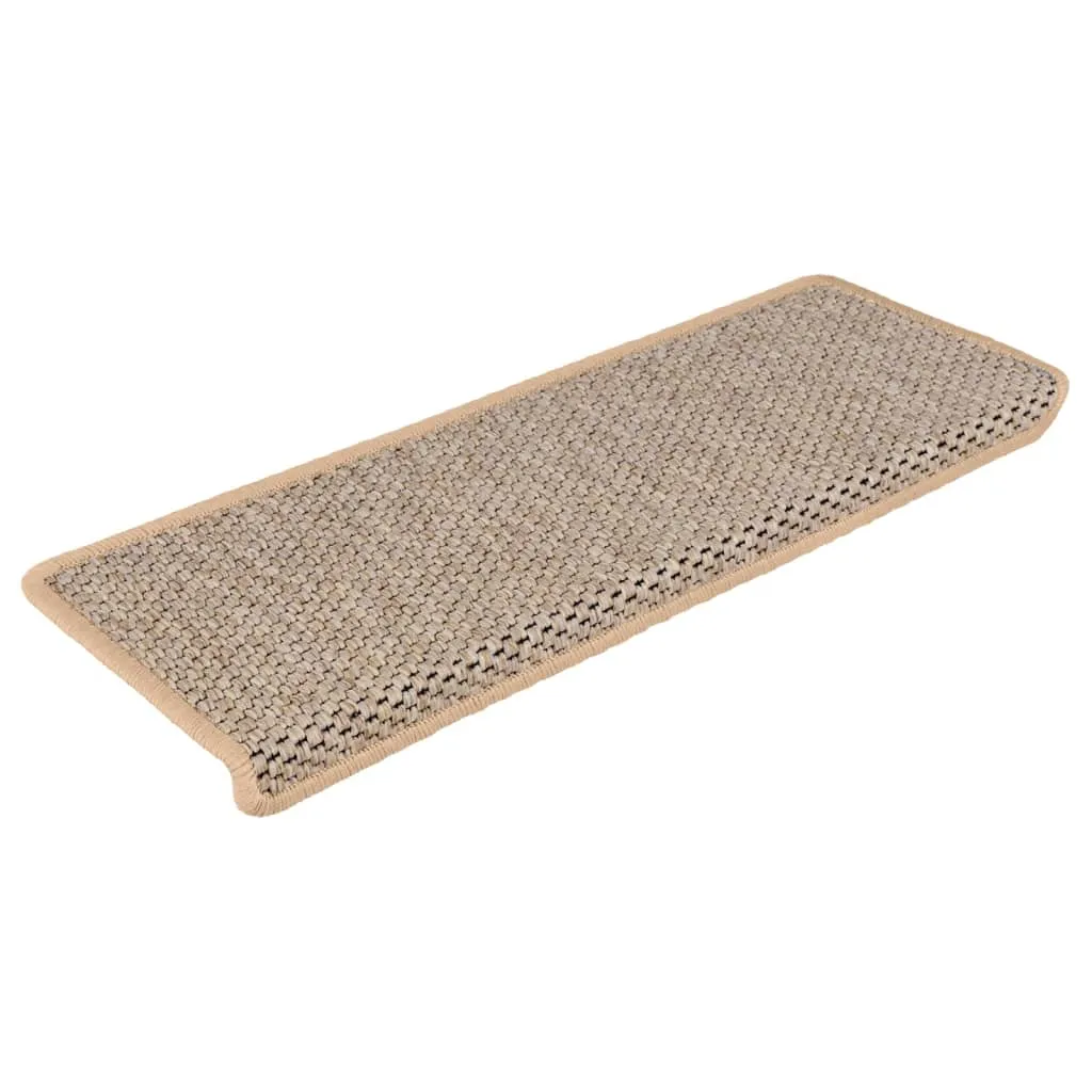 Stair Mats Self-adhesive Sisal-Look 15 pcs 65x21x4 cm Light Beige