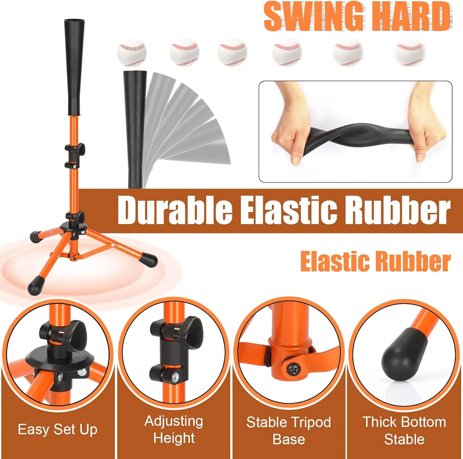 Storgem Baseball and Softball Tee,Batting Tee for Kids,Baseball Tees for Hitting,T Ball Training Stand,Easy Height Adjustment