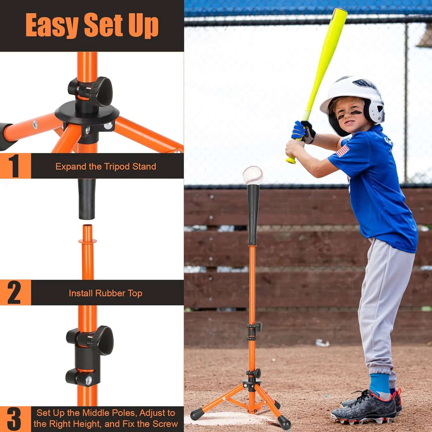 Storgem Baseball and Softball Tee,Batting Tee for Kids,Baseball Tees for Hitting,T Ball Training Stand,Easy Height Adjustment